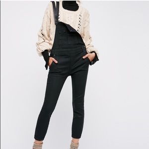 Free people black denim overalls